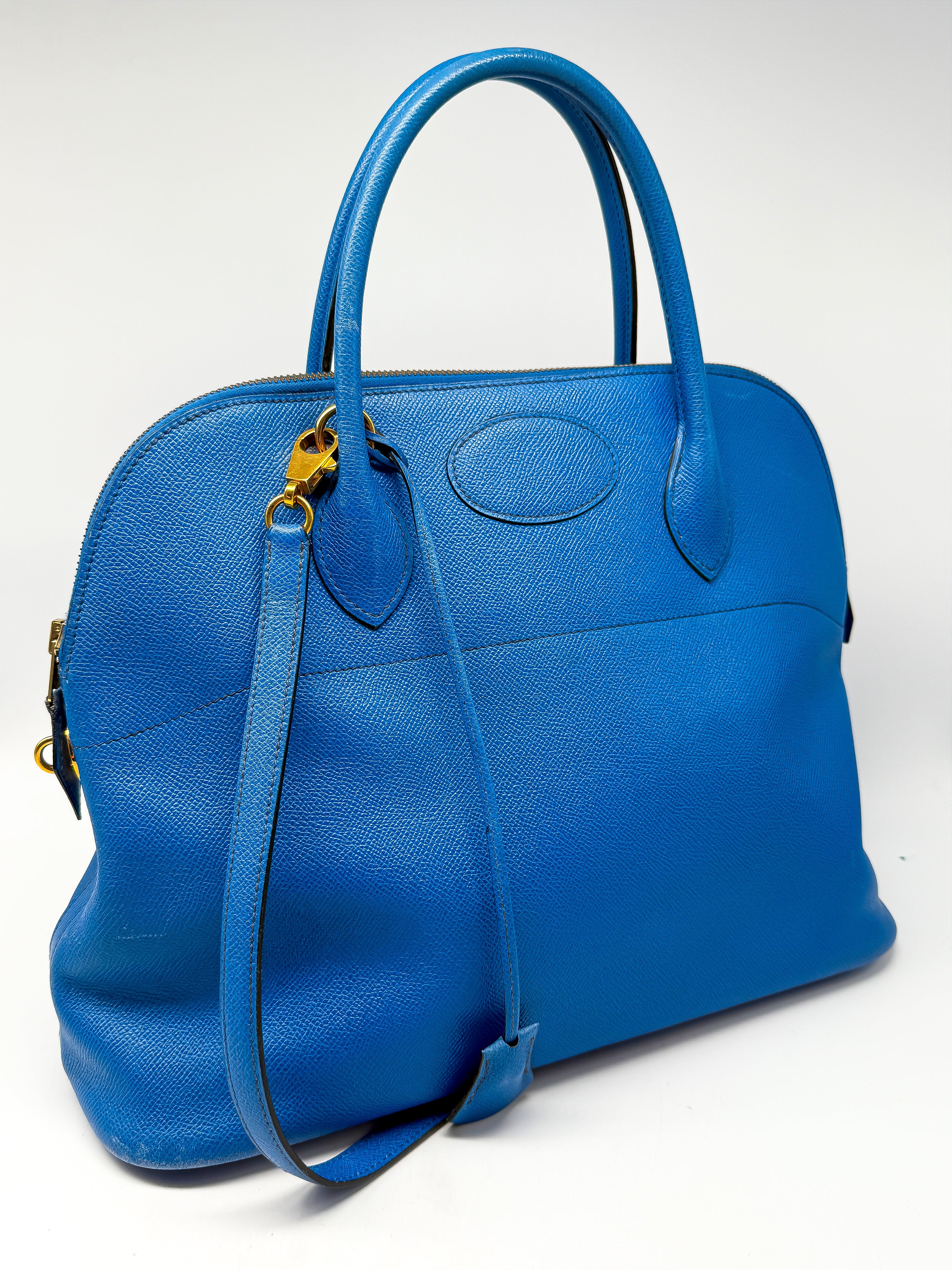 Hermes Bolide 35 - Blau - Gold Hardware - Leder