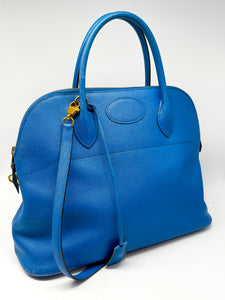 Hermes Bolide 35 - Blau - Gold Hardware - Leder