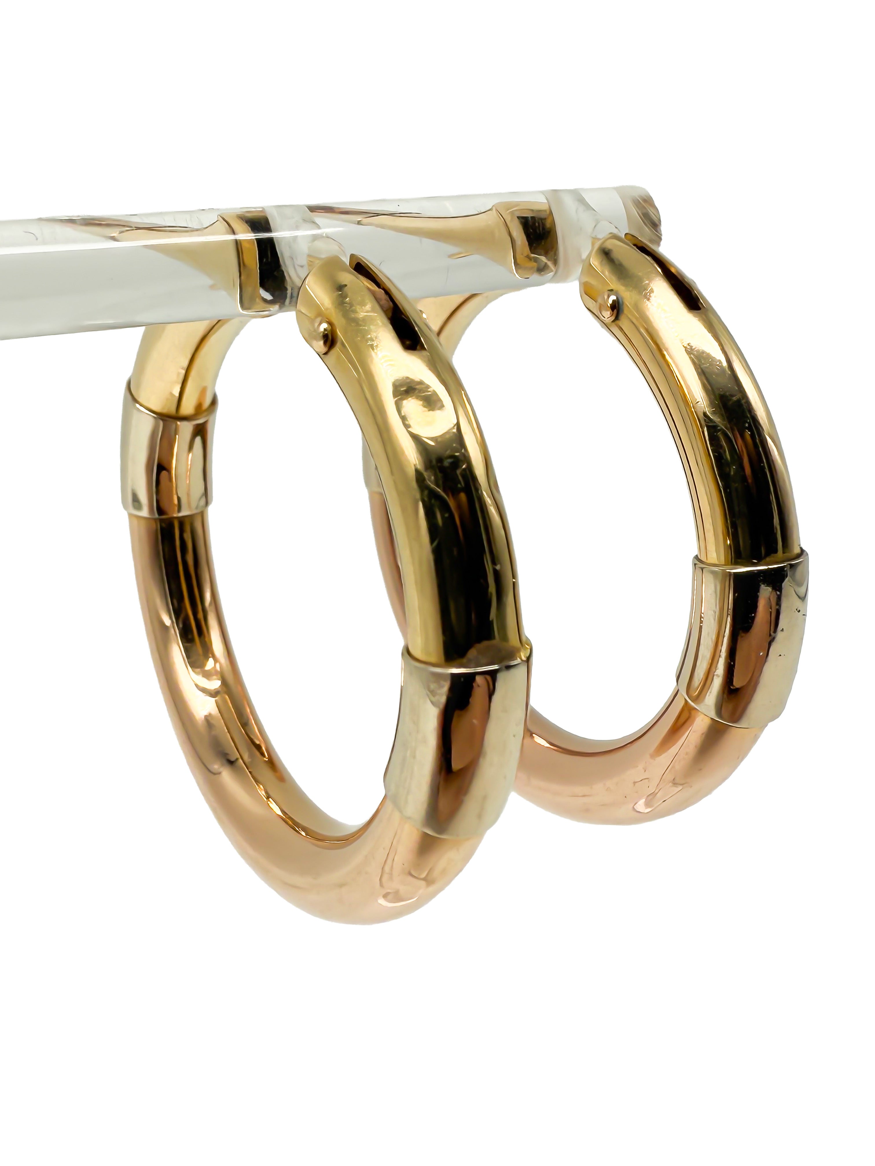 Hoop Ohrringe aus Rose-, Weiß und Gelbgold, 18K