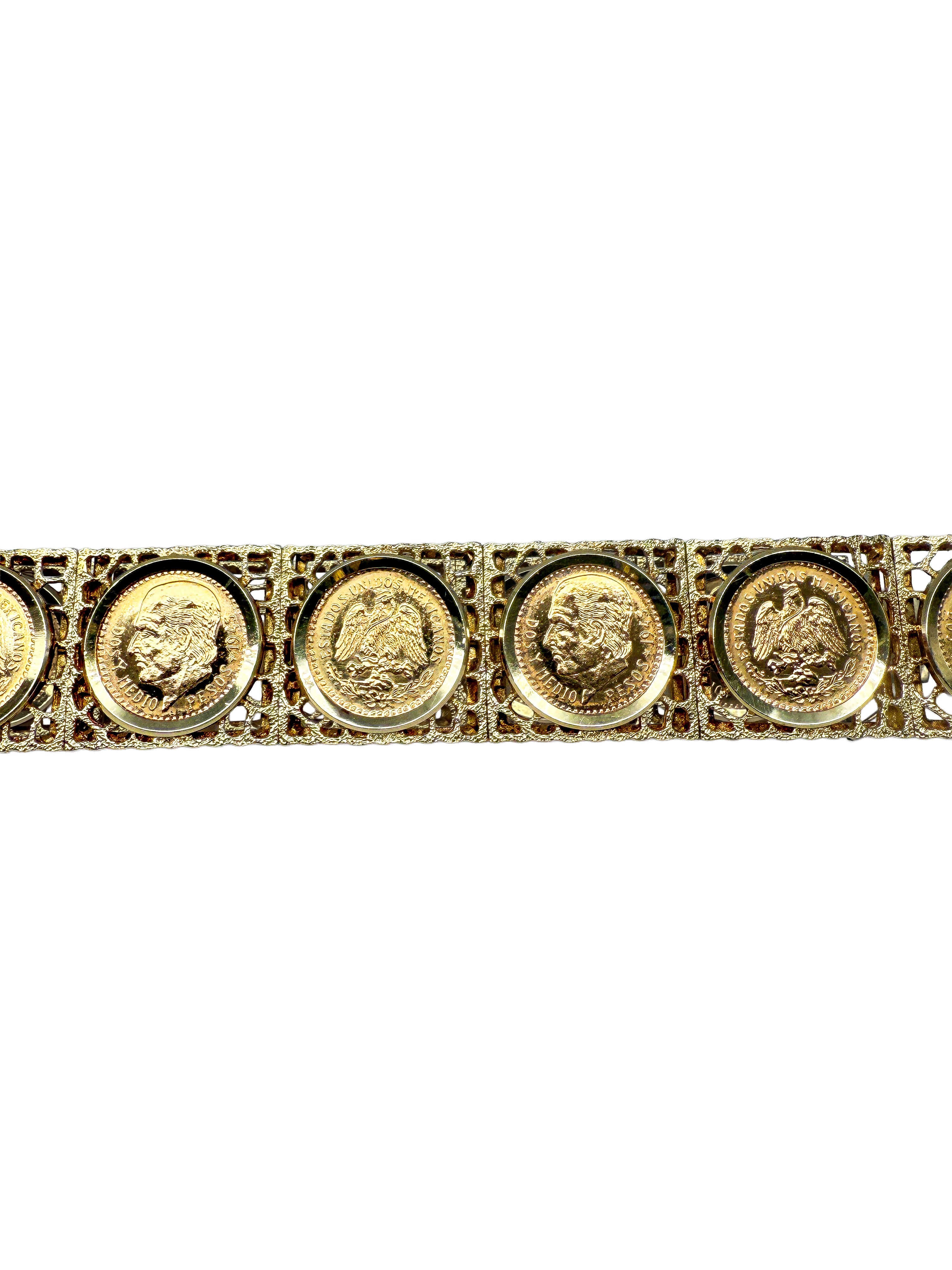 585er Gelbgold Armband mit mexikanischen 900er Gelbgold Münzen