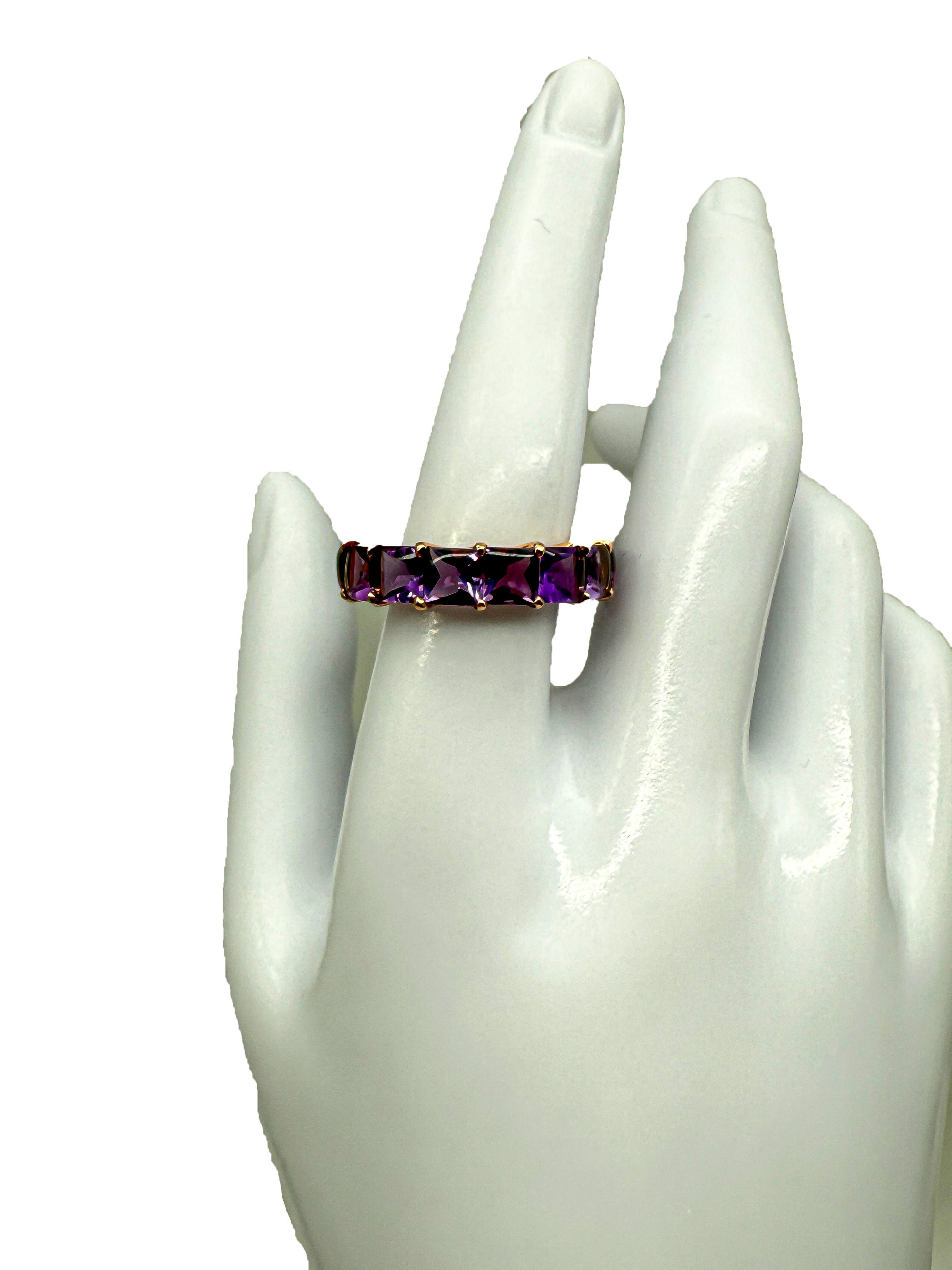 750er Gelbgold Ring mit Amethyste