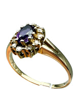 Laden Sie das Bild in den Galerie-Viewer, 750er Gelbgold Ring mit Amethyst und Diamanten
