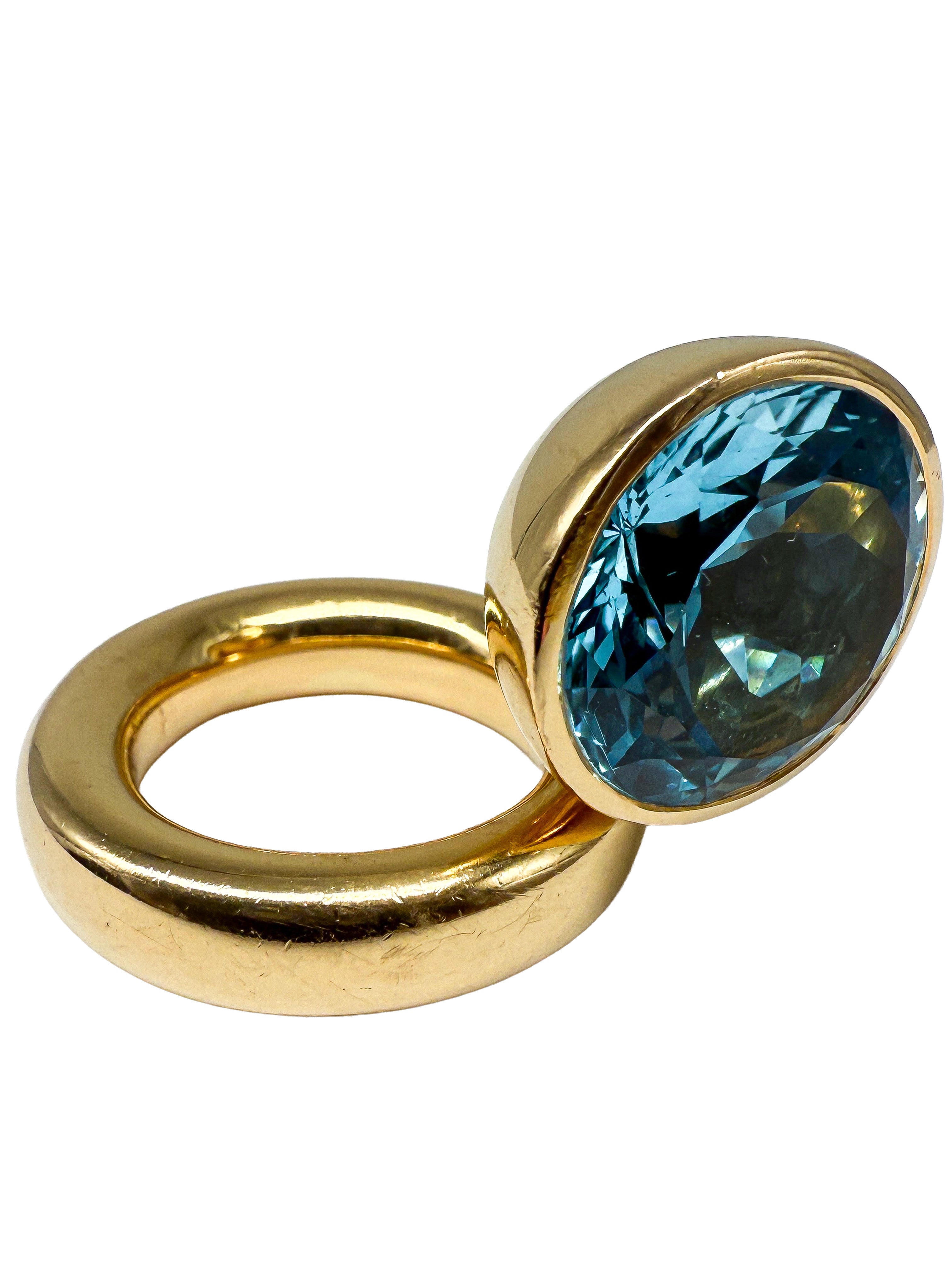 18K Ring und Halsketten Set mit Aquamarin