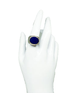 585er Weißgold Ring mit einem Lapis Lazuli