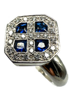 Laden Sie das Bild in den Galerie-Viewer, 750er Weißgold Ring mit einem Saphir und Diamanten
