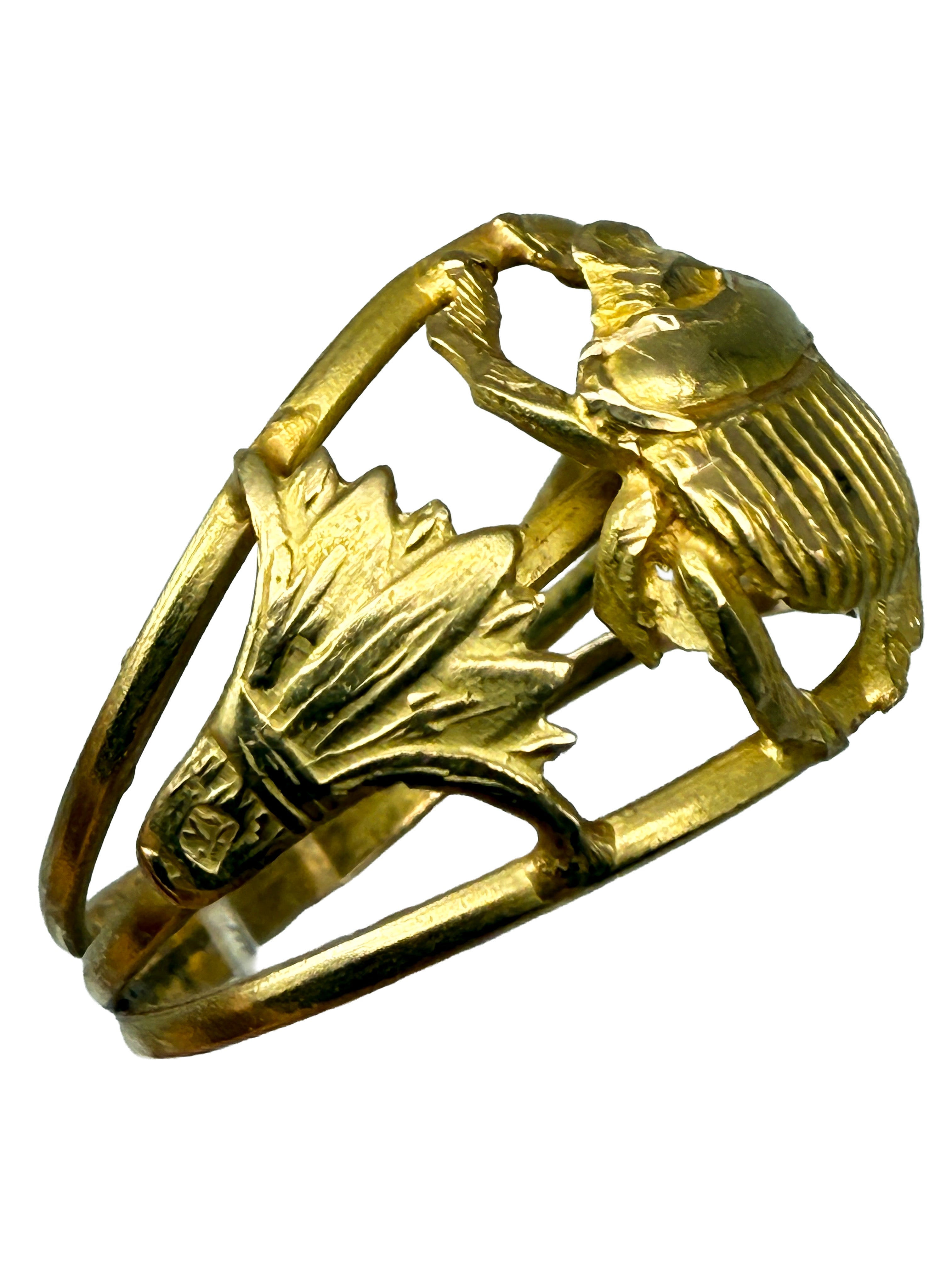 750er Gelbgold Ring mit Ägyptischem Skarabäus