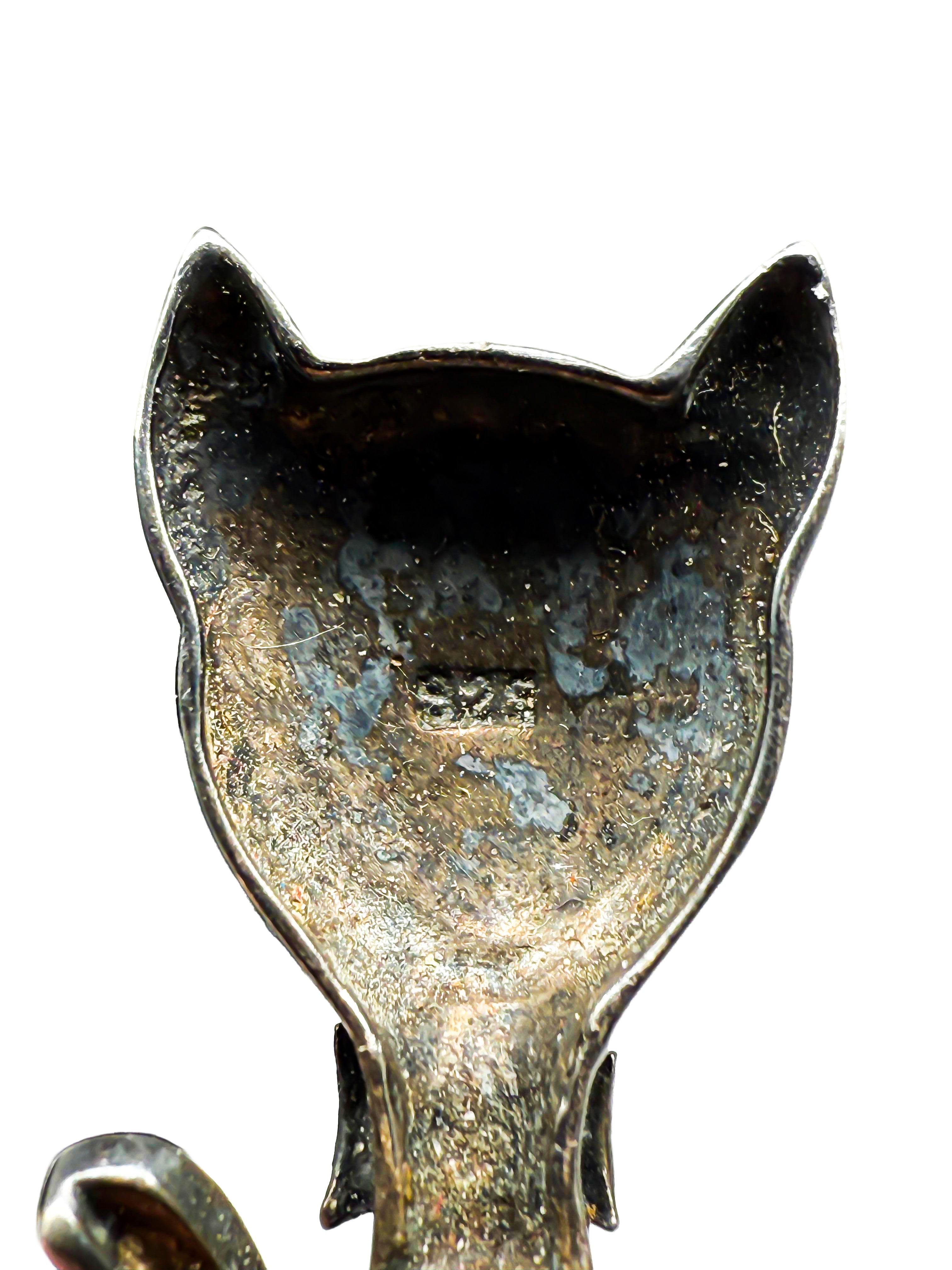 Antike Silber 925 Brosche Katzenform