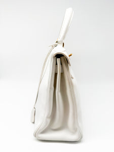 Hermes Kelly 28 Handtasche - weiß, gold Hardware