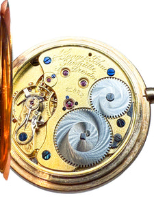 Lang & Söhne Taschenuhr Gold 14k mit Archivauszug, 1920 Verkaufsdatum