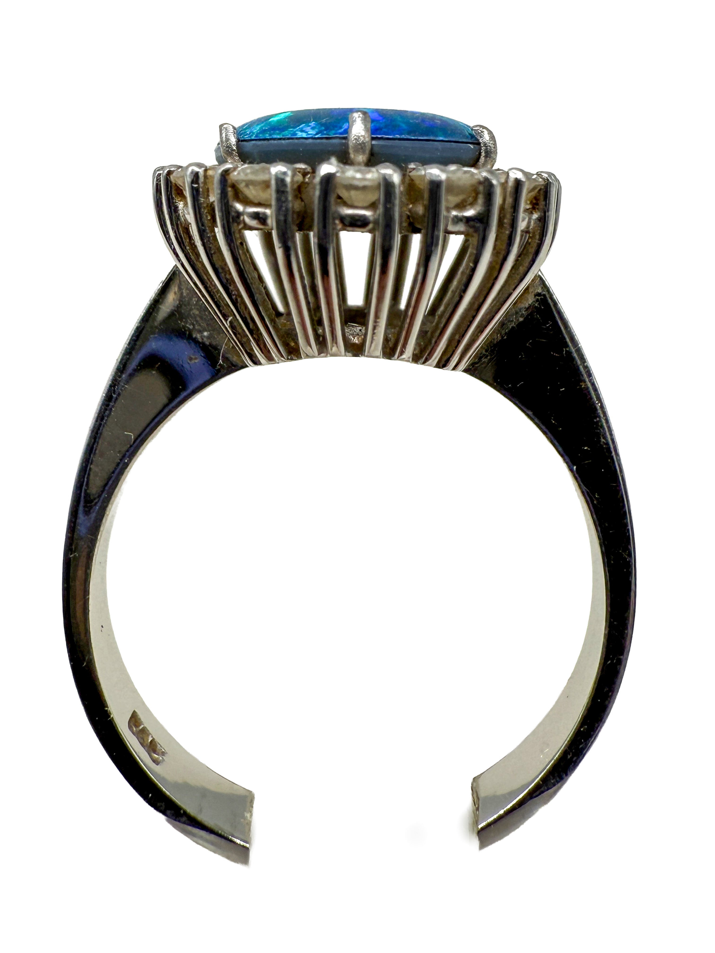 585er Weißgold Ring mit Opal und Saphir