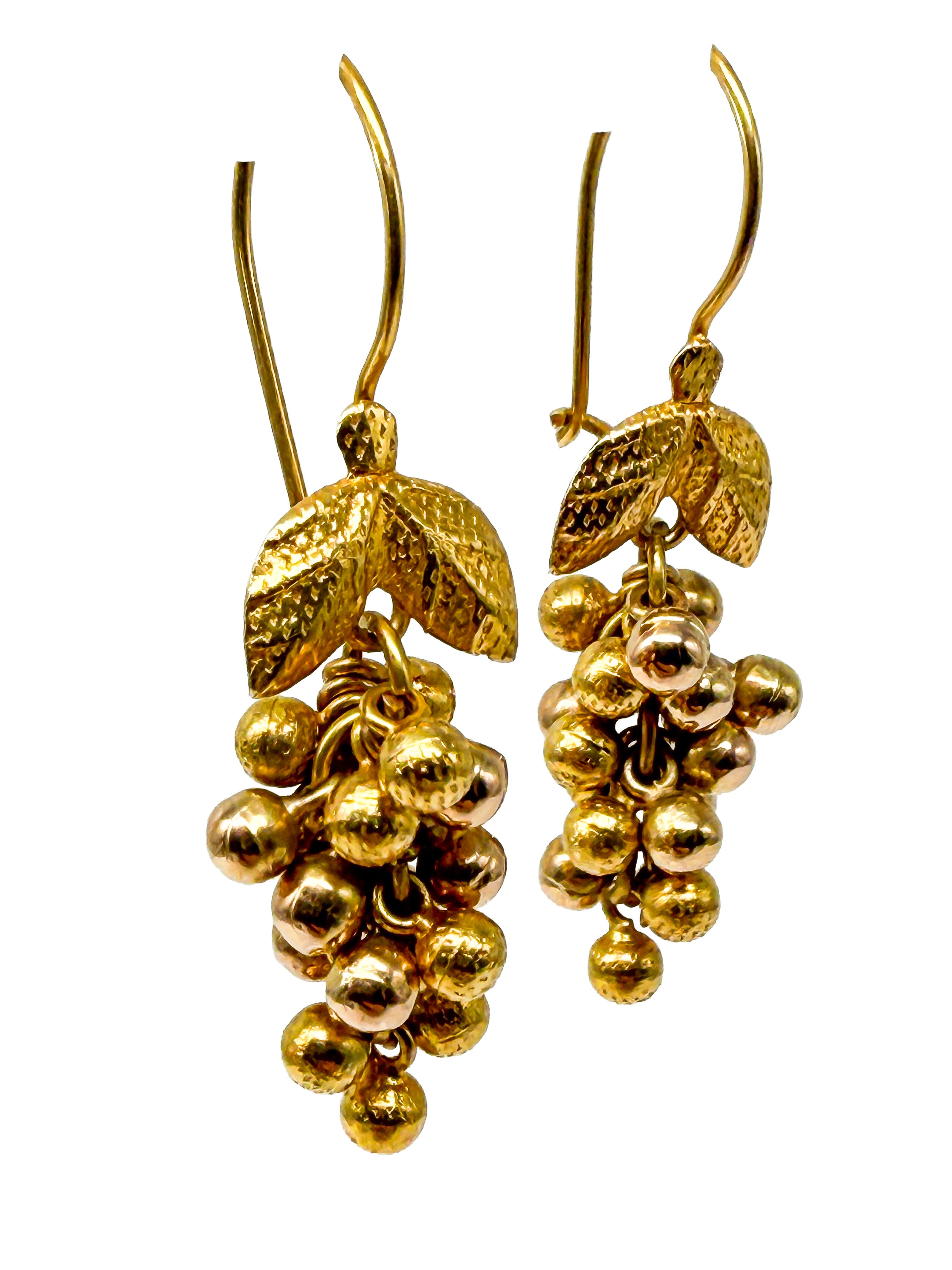 14k Gelbgold Ohrringe, Weintraubenform