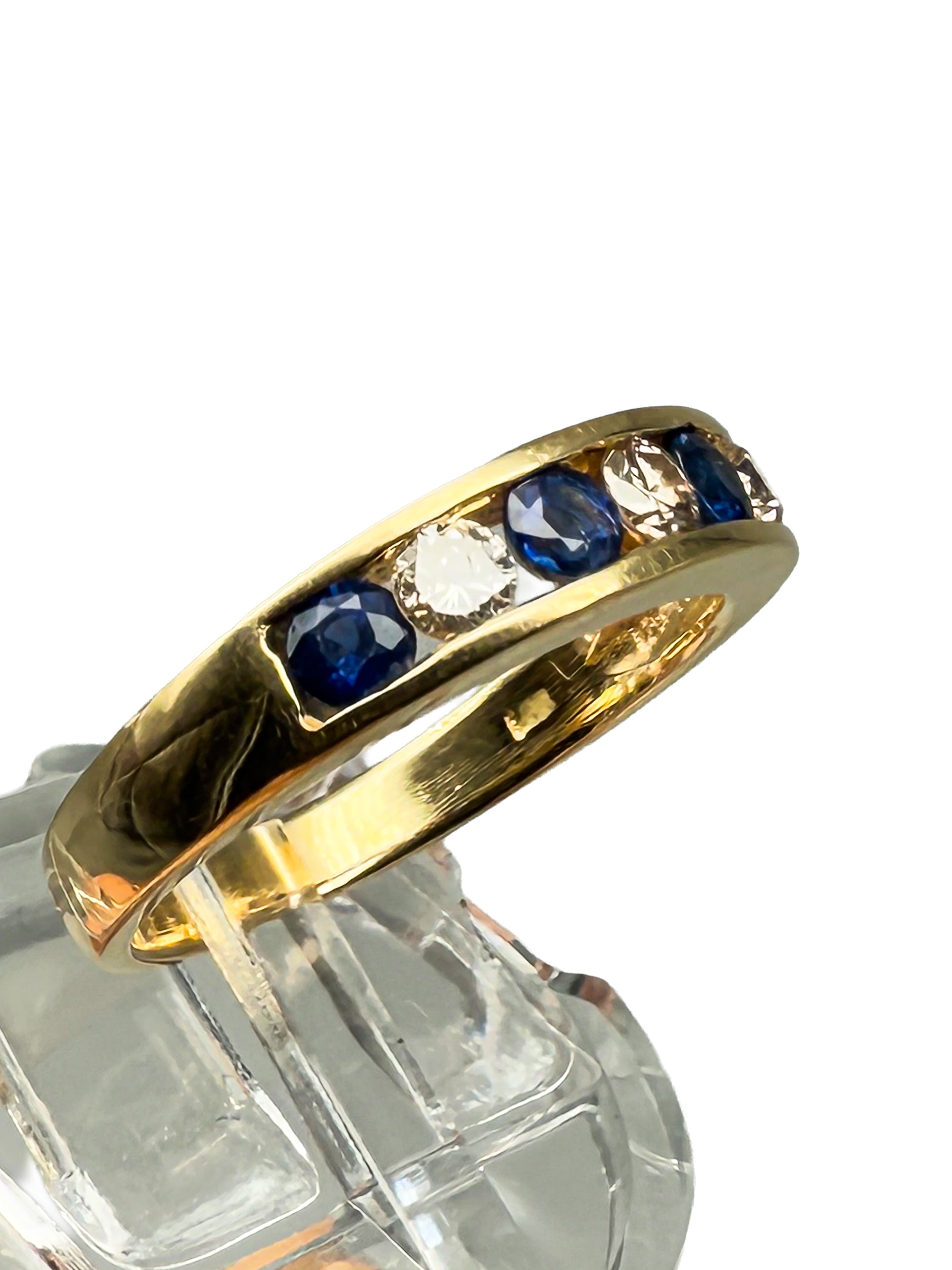 Ring 750er Gelbgold, Saphir und Diamanten