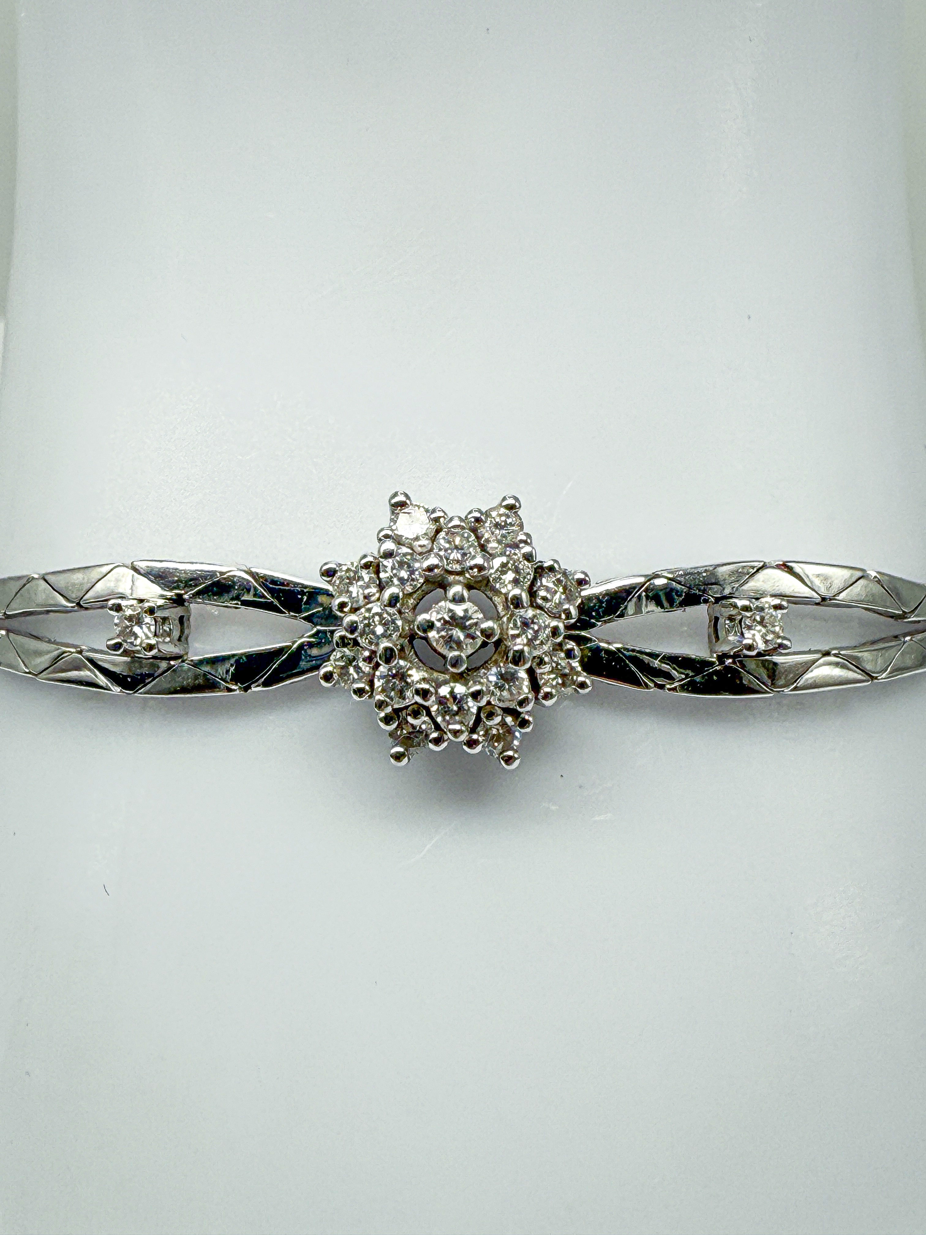 585er Weißgold; Armband mit Diamanten