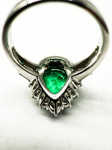 900er Platin Ring mit Smaragden und Diamanten