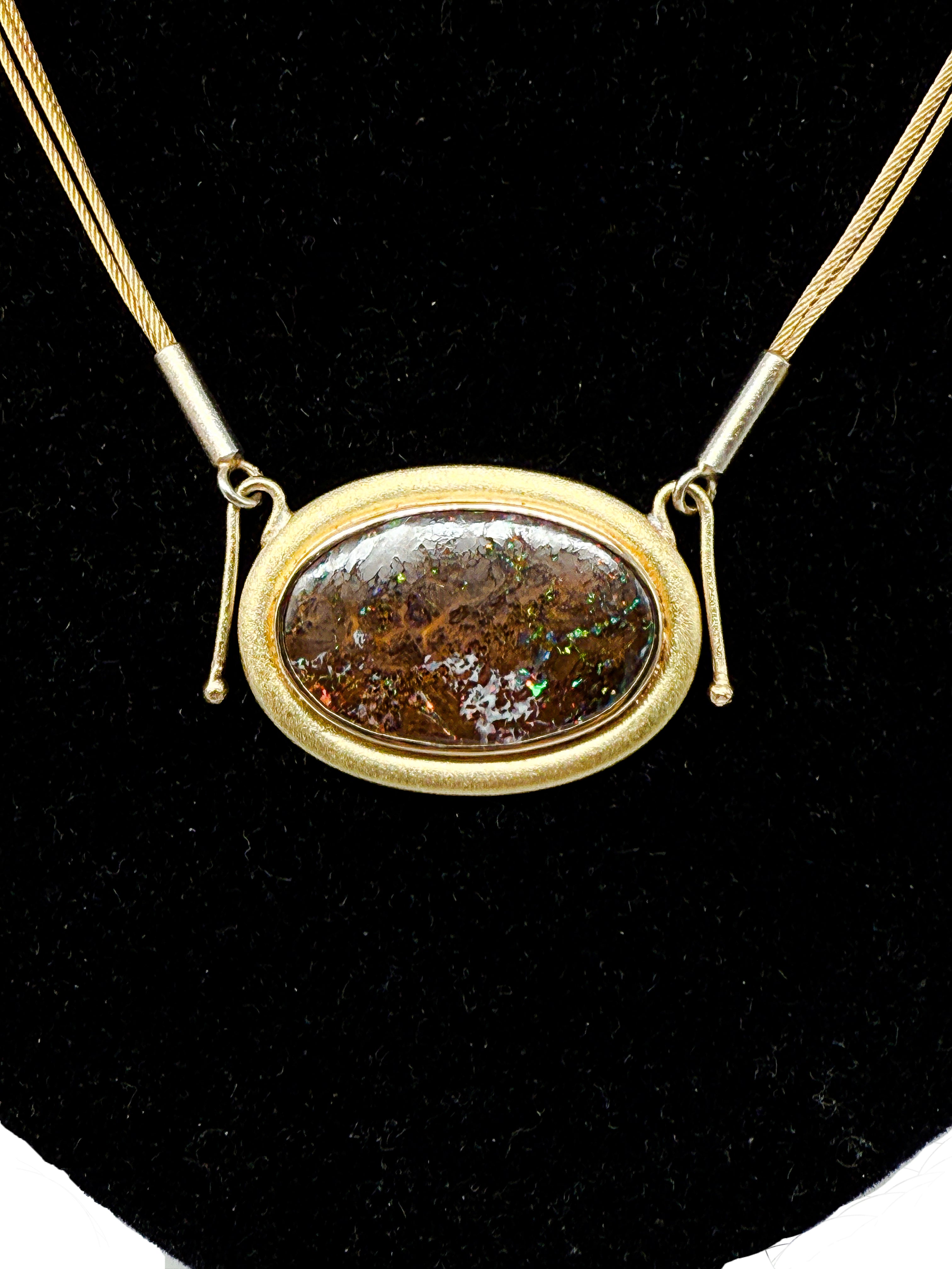 750er Gelbgold Collier mit Matrixopal