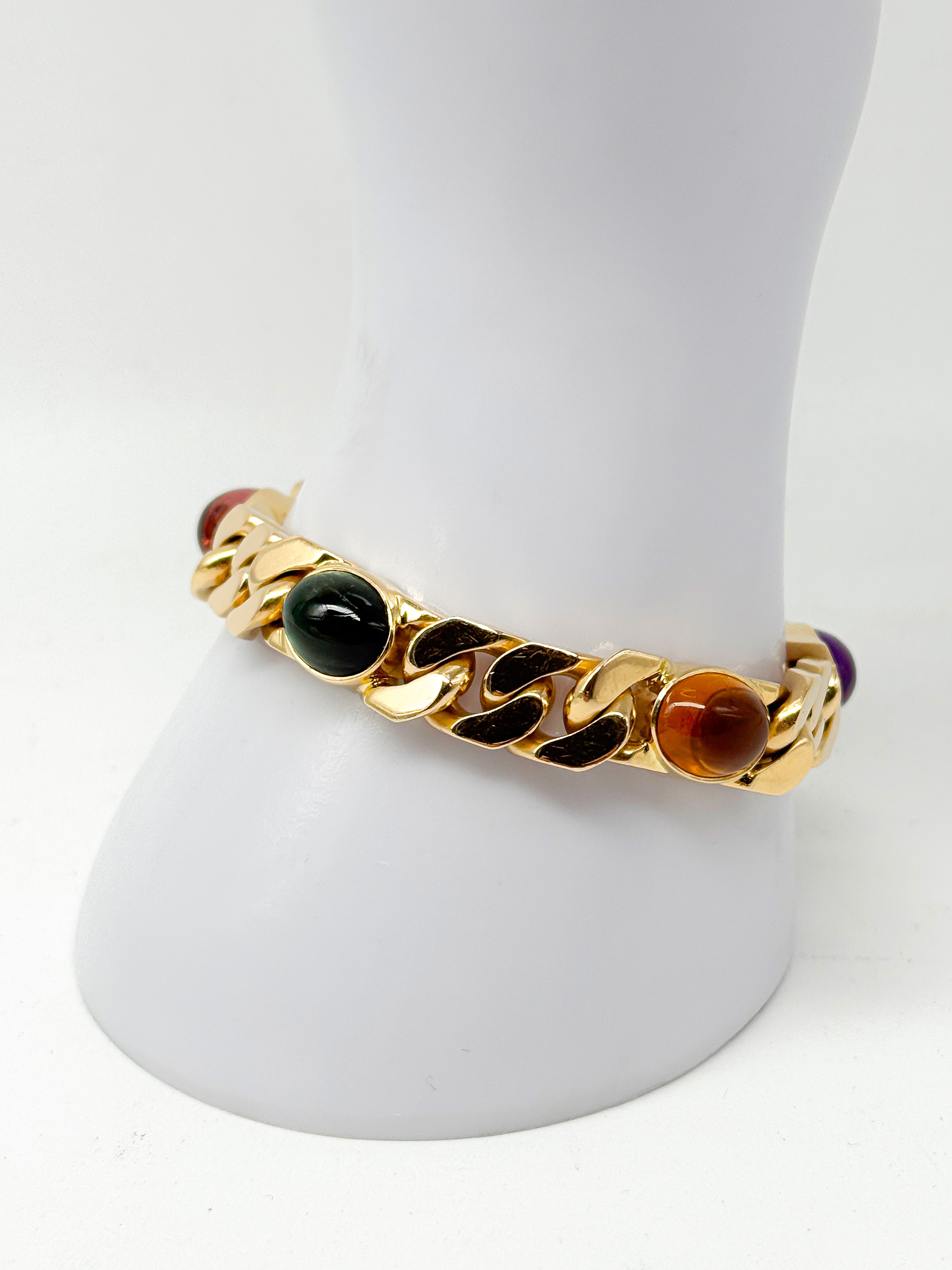 750er Gelbgold Armband mit Amethyst, Citrin, Aquamarin, Turmalin mit Zertifikat