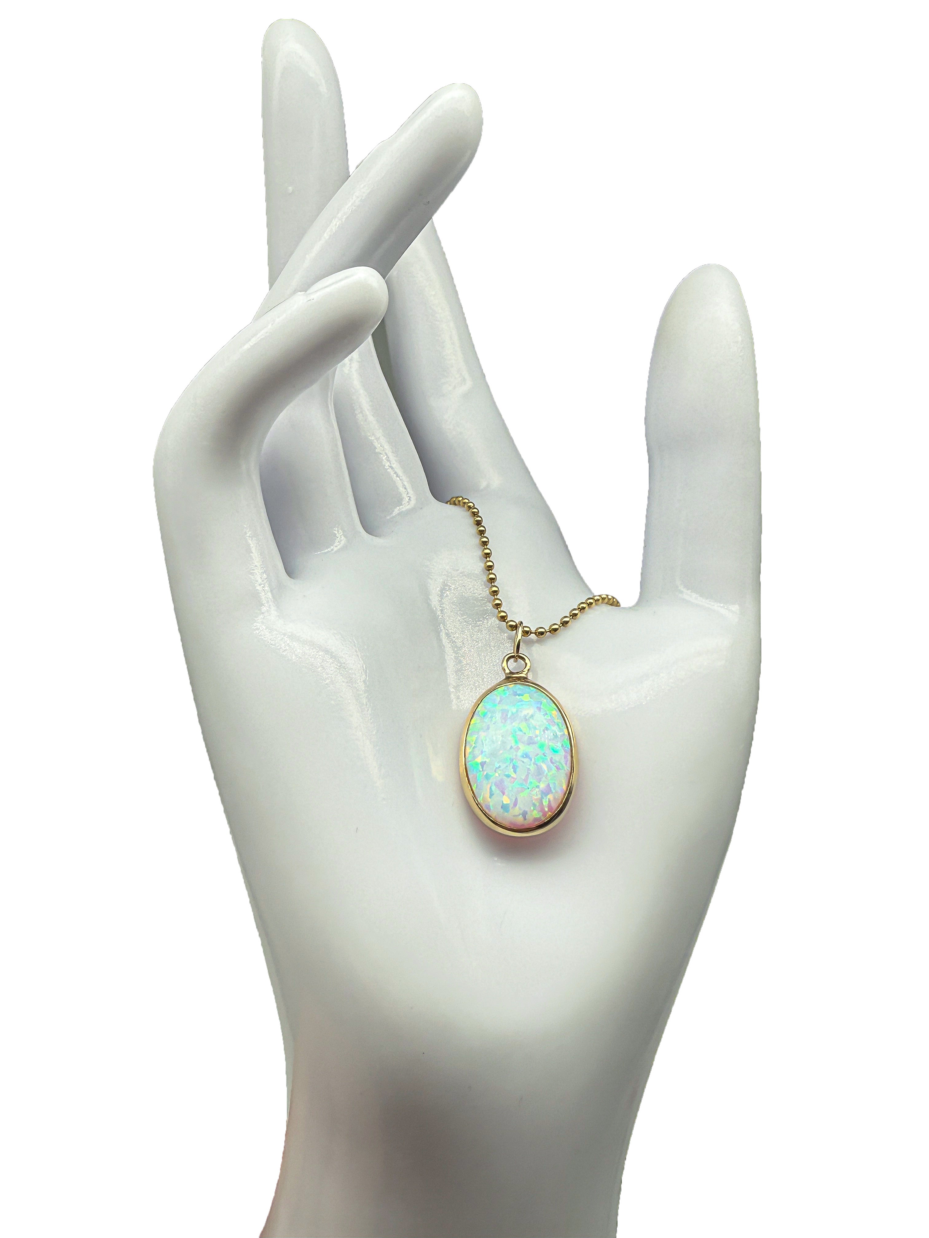 585er Gelbgold Collier mit Opal