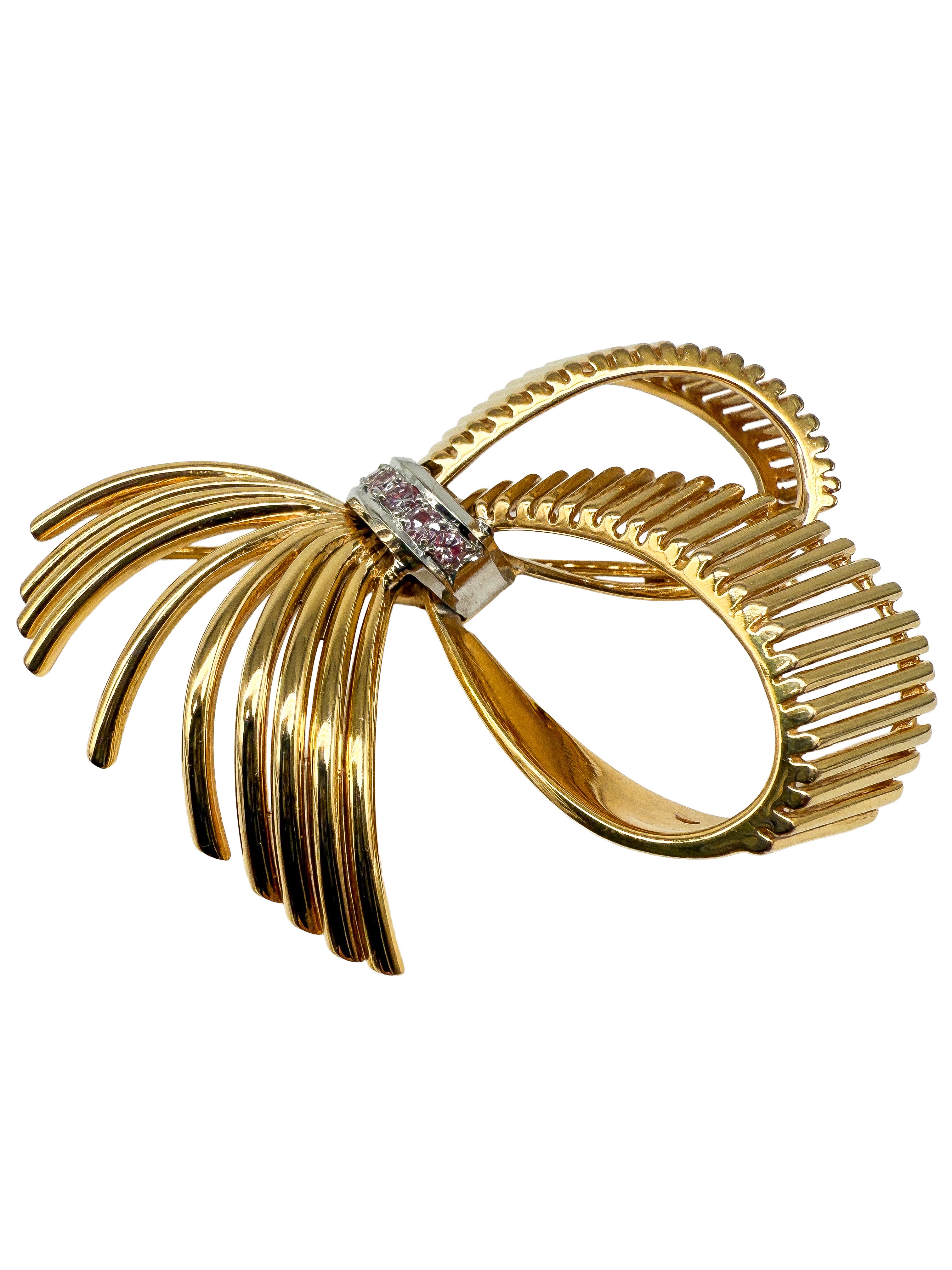 Brosche aus Gold 750er mit rosa Diamanten
