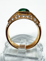 Laden Sie das Bild in den Galerie-Viewer, 750er Gelbgold Ring mit Diamanten und Smaragd
