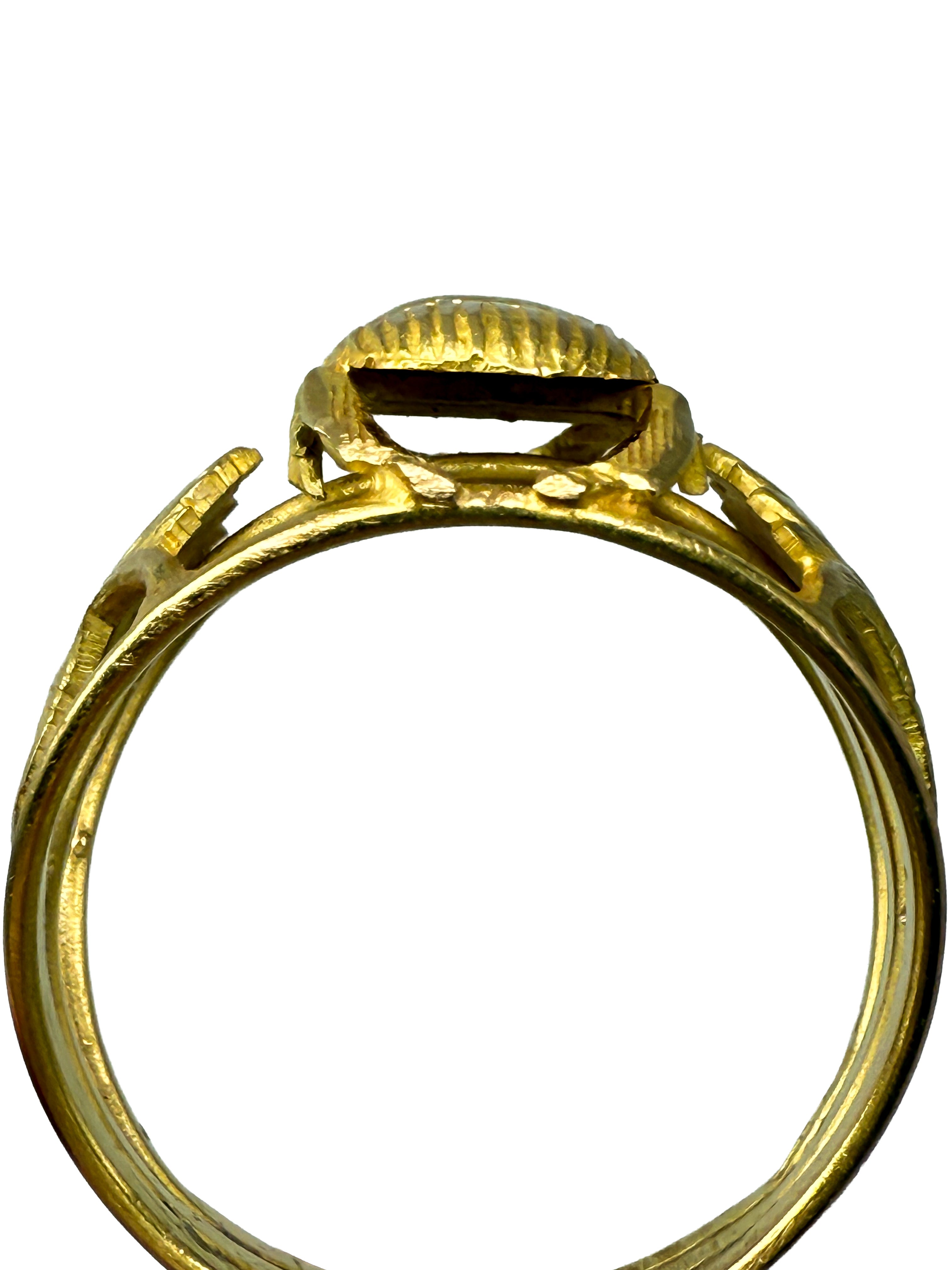 750er Gelbgold Ring mit Ägyptischem Skarabäus