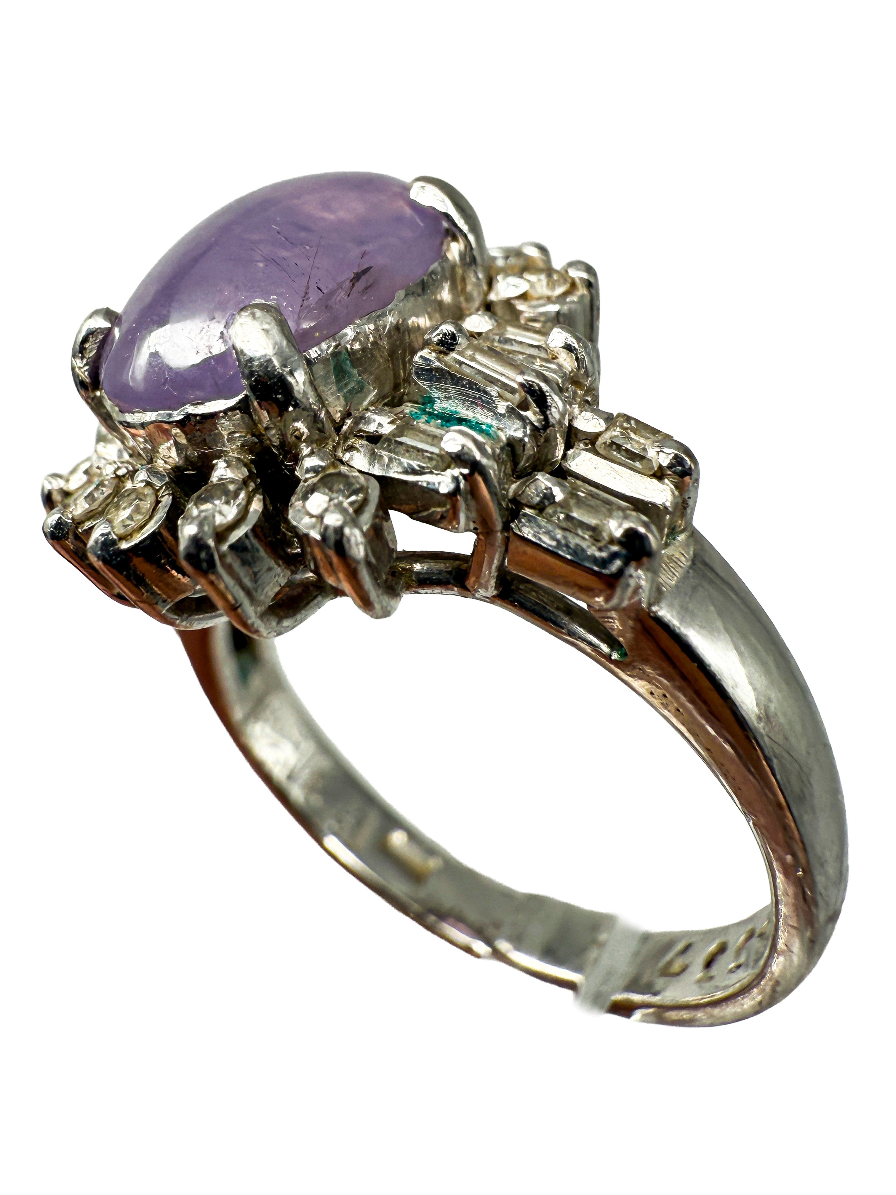 Weißgold Ring mit Amethyst und Diamanten