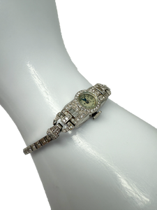 Armbanduhr, Platinum und Weißgold, mit Diamanten Art Deco