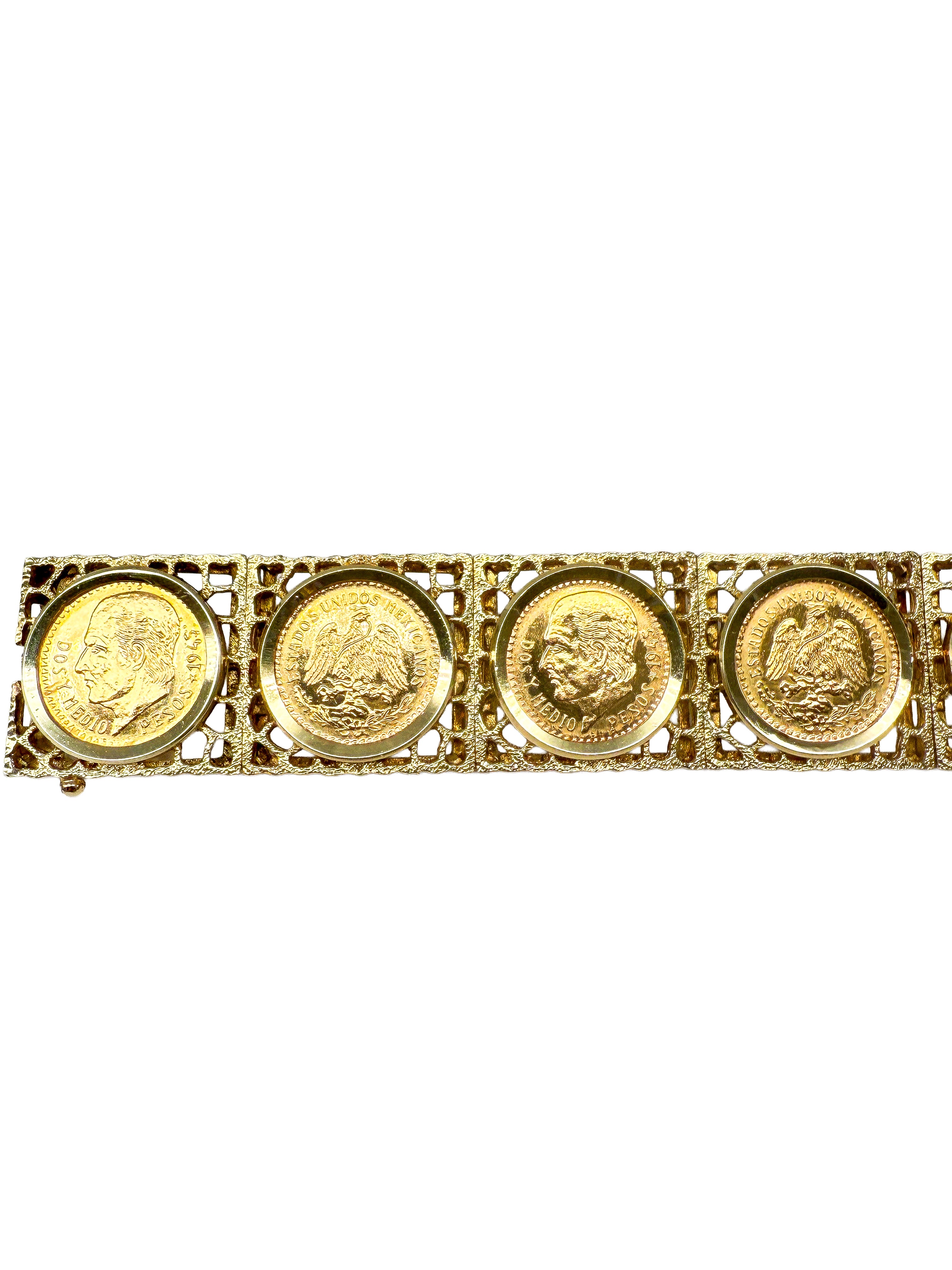 585er Gelbgold Armband mit mexikanischen 900er Gelbgold Münzen
