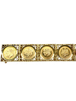 Laden Sie das Bild in den Galerie-Viewer, 585er Gelbgold Armband mit mexikanischen 900er Gelbgold Münzen
