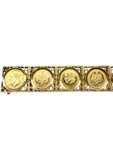 585er Gelbgold Armband mit mexikanischen 900er Gelbgold Münzen