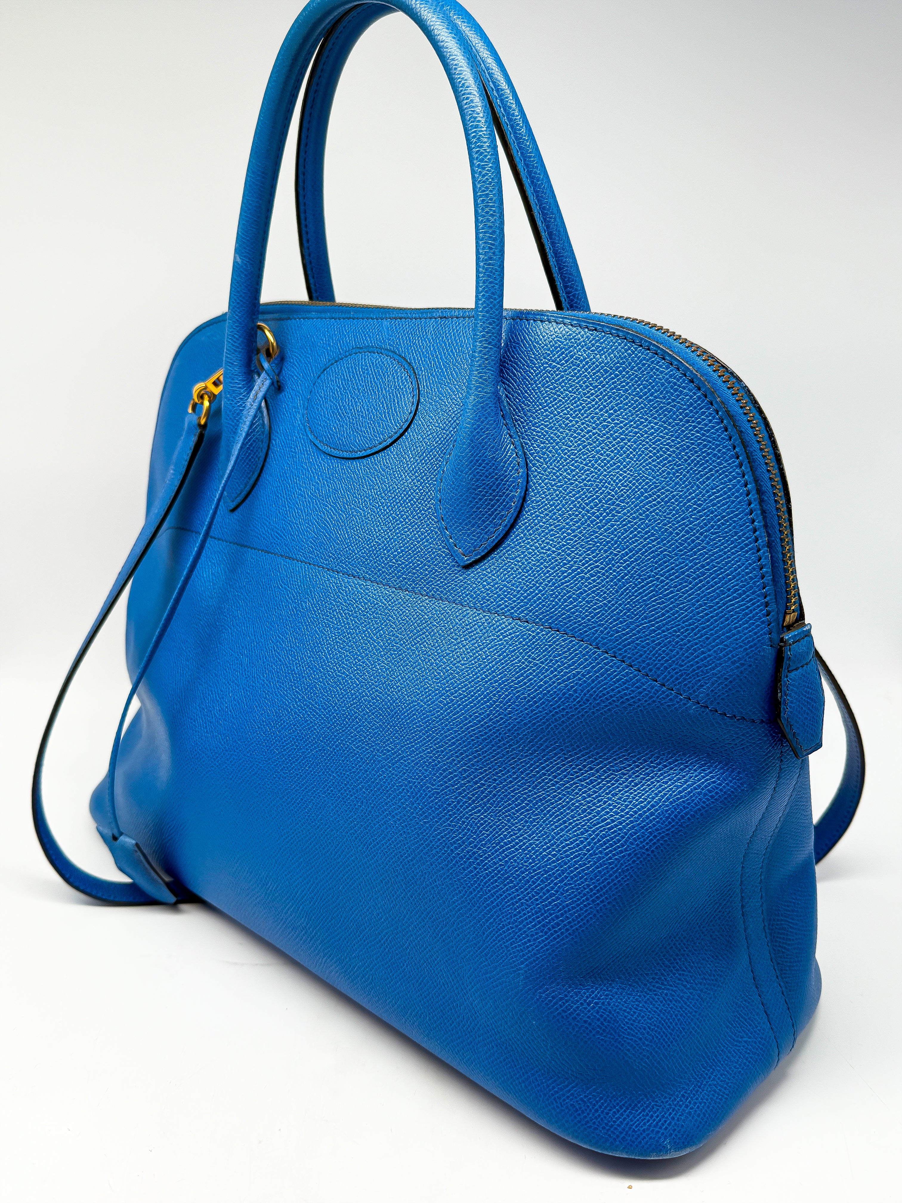 Hermes Bolide 35 - Blau - Gold Hardware - Leder
