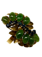 Laden Sie das Bild in den Galerie-Viewer, 333er Gelbgold Ring mit Jade und Saphir
