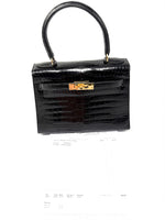 Laden Sie das Bild in den Galerie-Viewer, Hermes Kelly Mini Damenhandtasche Krokodilleder Schwarz
