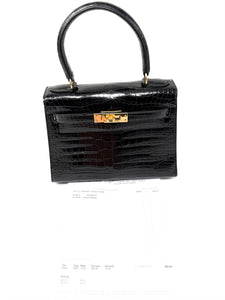 Hermes Kelly Mini Damenhandtasche Krokodilleder Schwarz