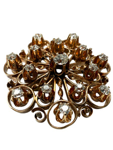 Anhänger/Brosche aus Gelbgold und Diamanten 585er