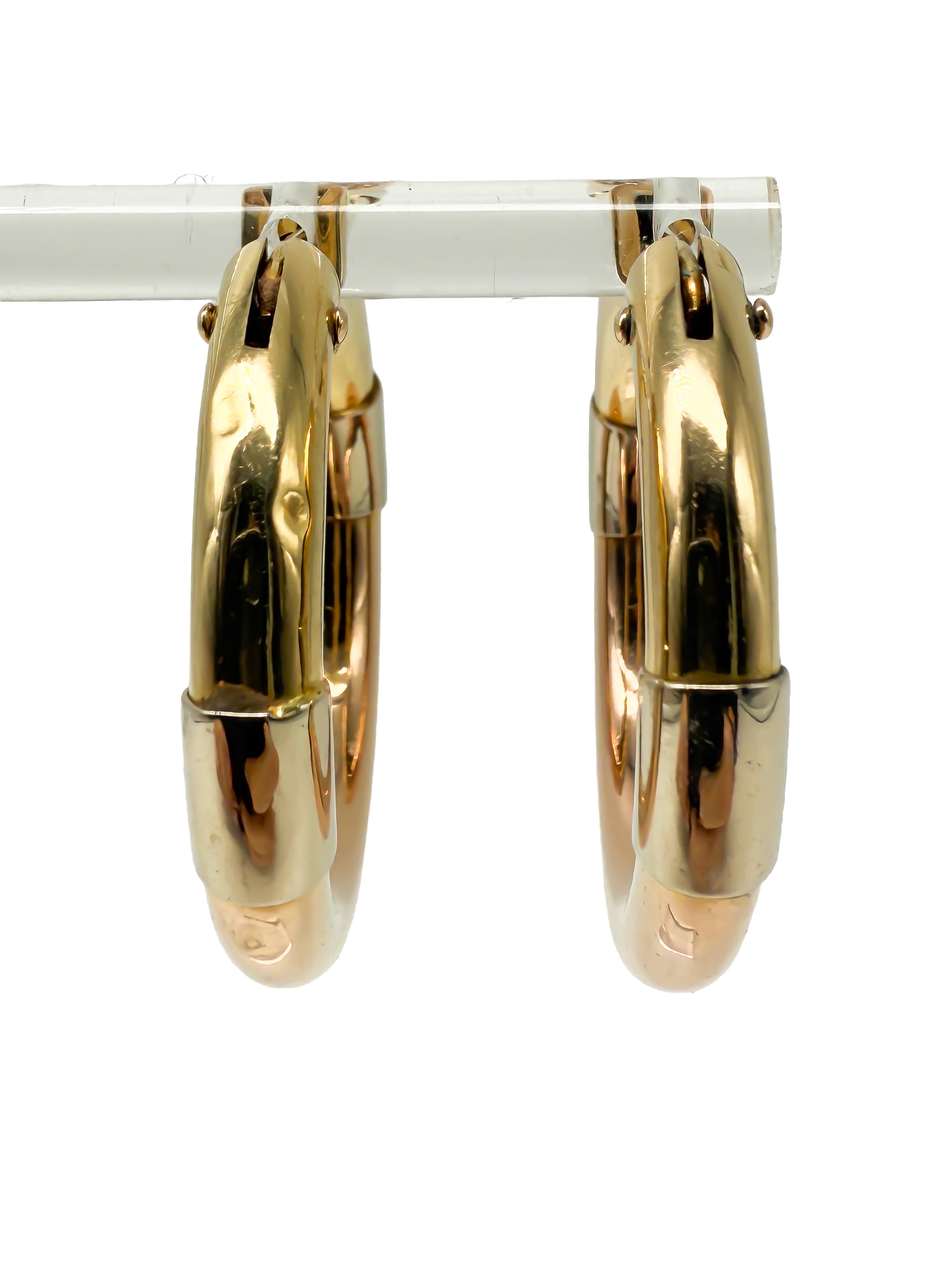 Hoop Ohrringe aus Rose-, Weiß und Gelbgold, 18K