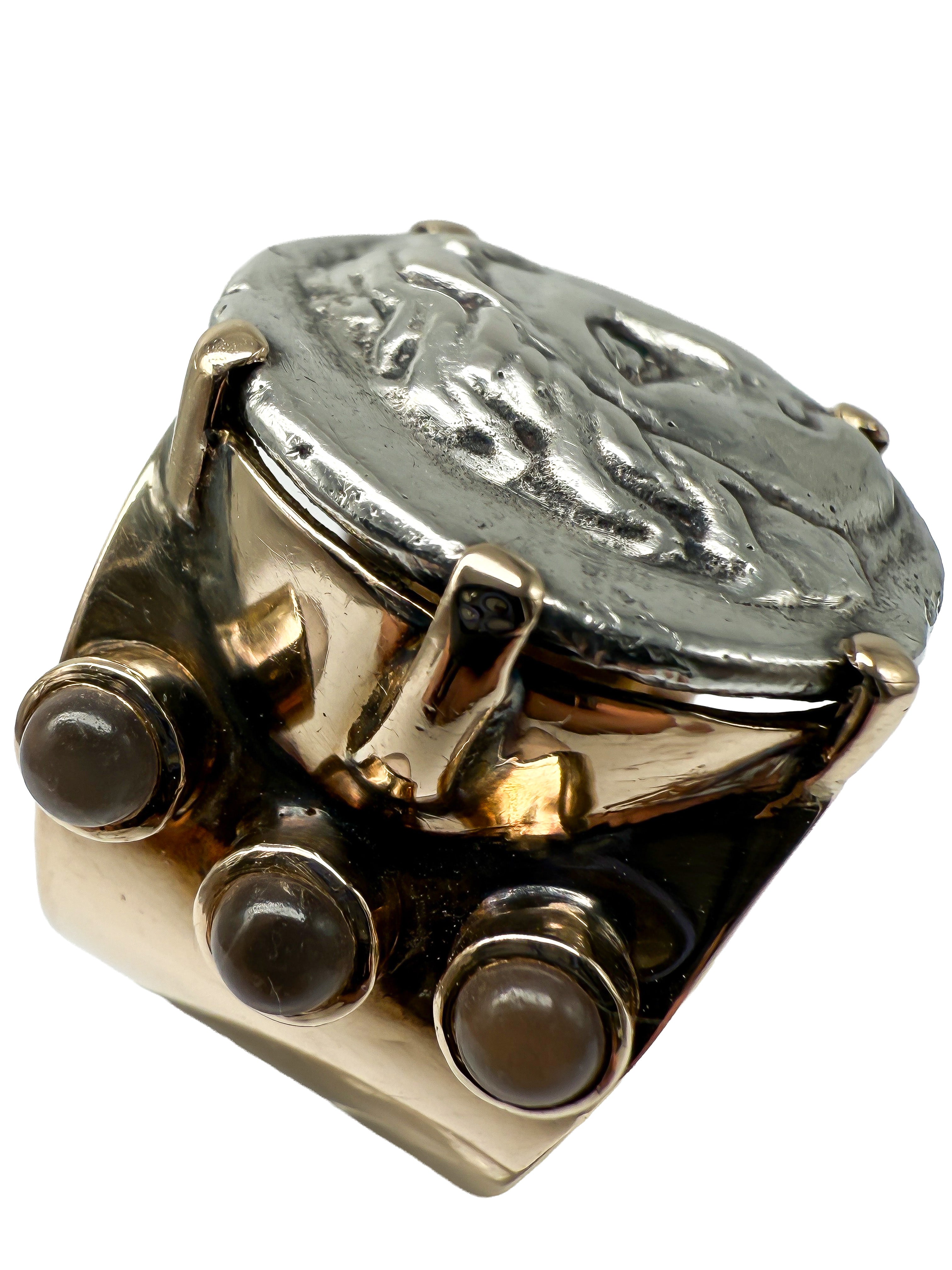 585er Gelbgold Ring mit antiker griechischer Münze