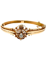 Laden Sie das Bild in den Galerie-Viewer, Antikes Armband aus 585er Gelbgold mit Diamant | Jugendstil um 1890–1905

