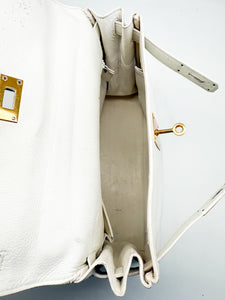 Hermes Kelly 28 Handtasche - weiß, gold Hardware