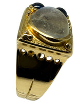 Laden Sie das Bild in den Galerie-Viewer, 18K Gelbgold Ring mit Kristall und Saphir
