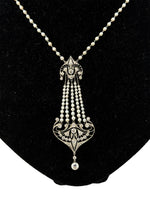 Laden Sie das Bild in den Galerie-Viewer, Jugendstil Platin Collier mit Diamanten und Perlen
