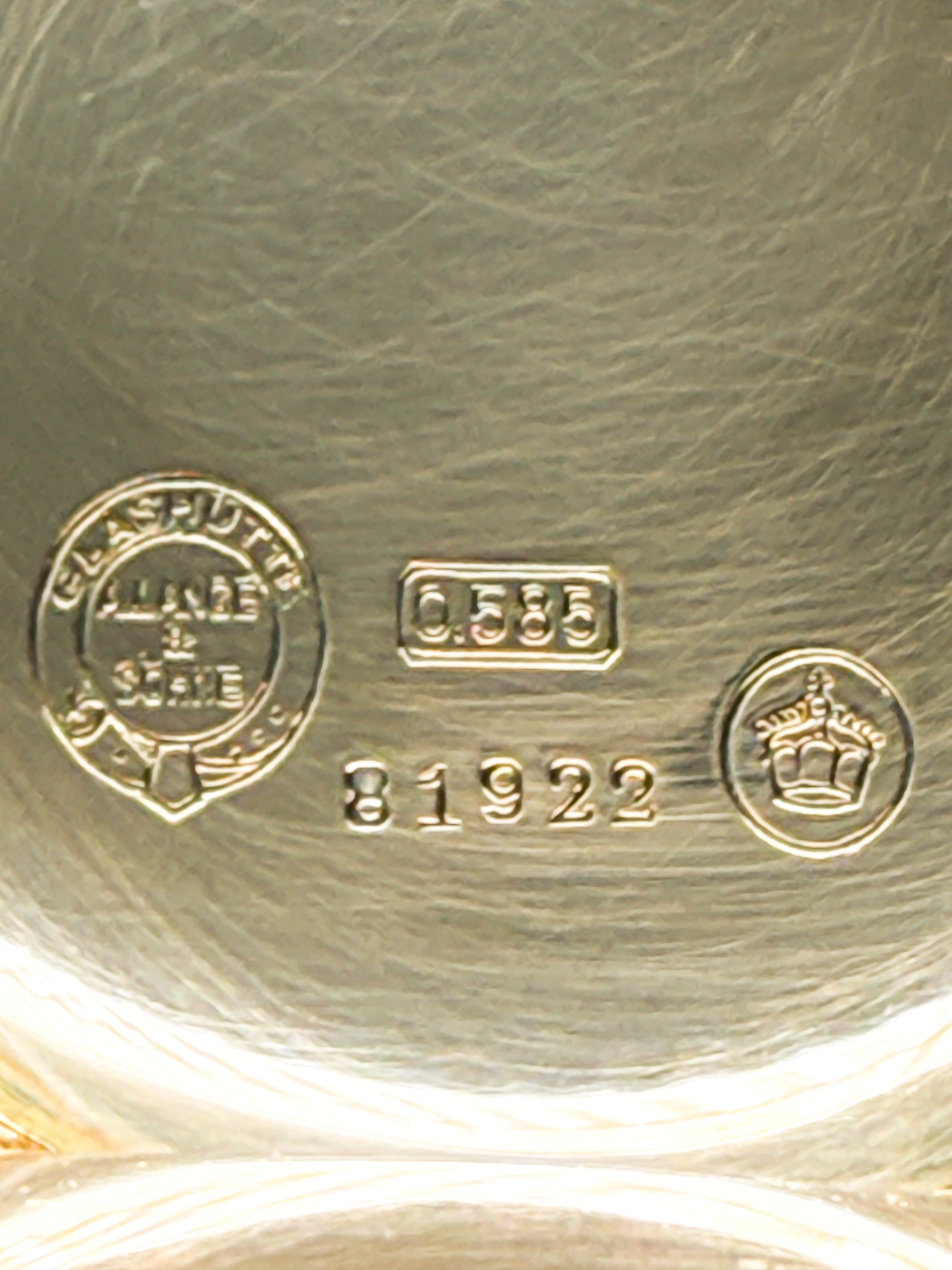 Lang & Söhne Taschenuhr Gold 14k mit Archivauszug, 1920 Verkaufsdatum