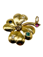 Laden Sie das Bild in den Galerie-Viewer, Anitke 14K Gelbgold Anhänger mit Diamant, Rubin, Smaragd und Saphir
