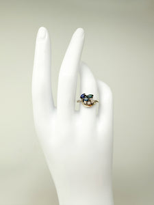 Ring 333er Weißgold mit Diamanten und Saphir