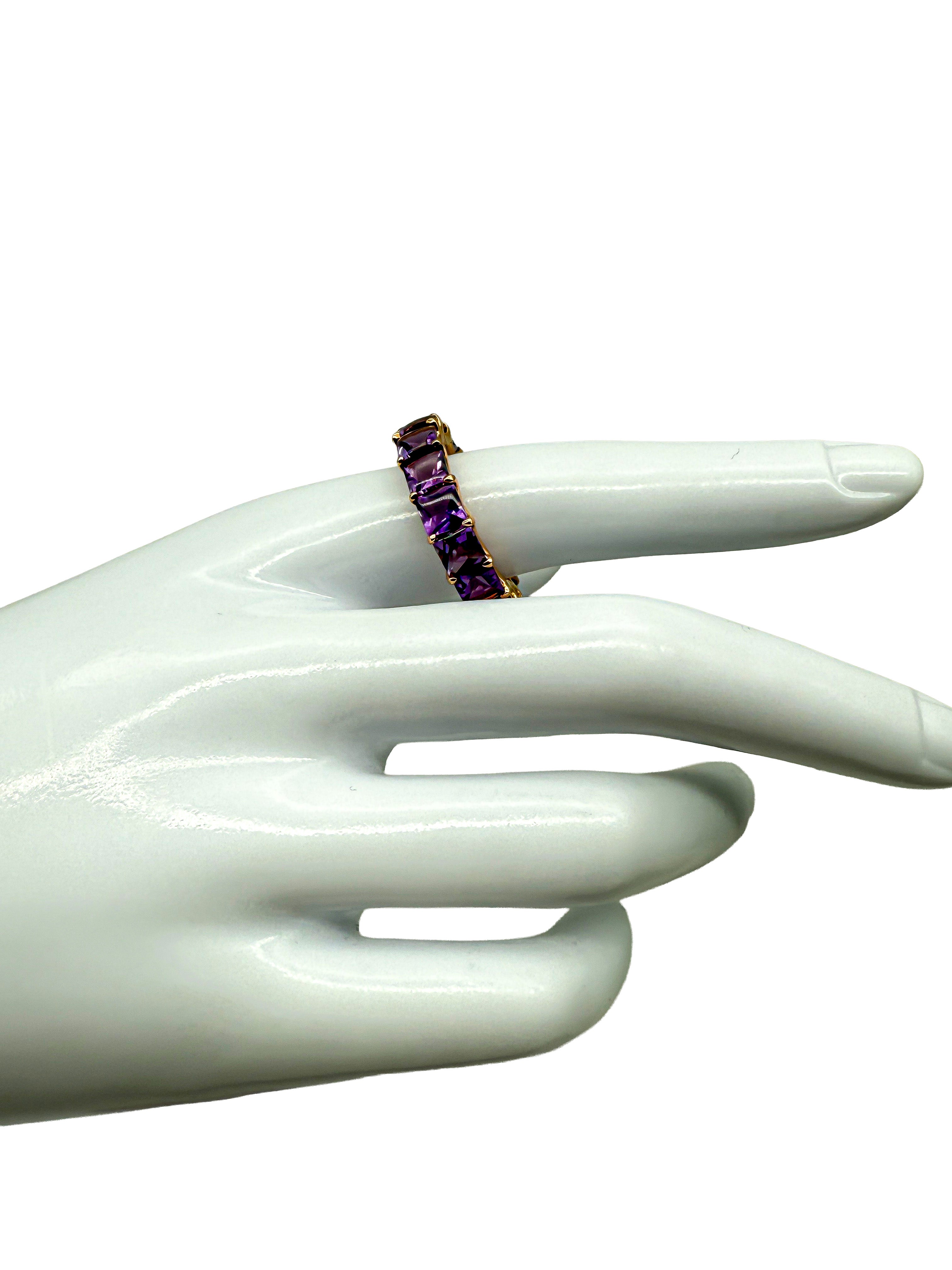 750er Gelbgold Ring mit Amethyste