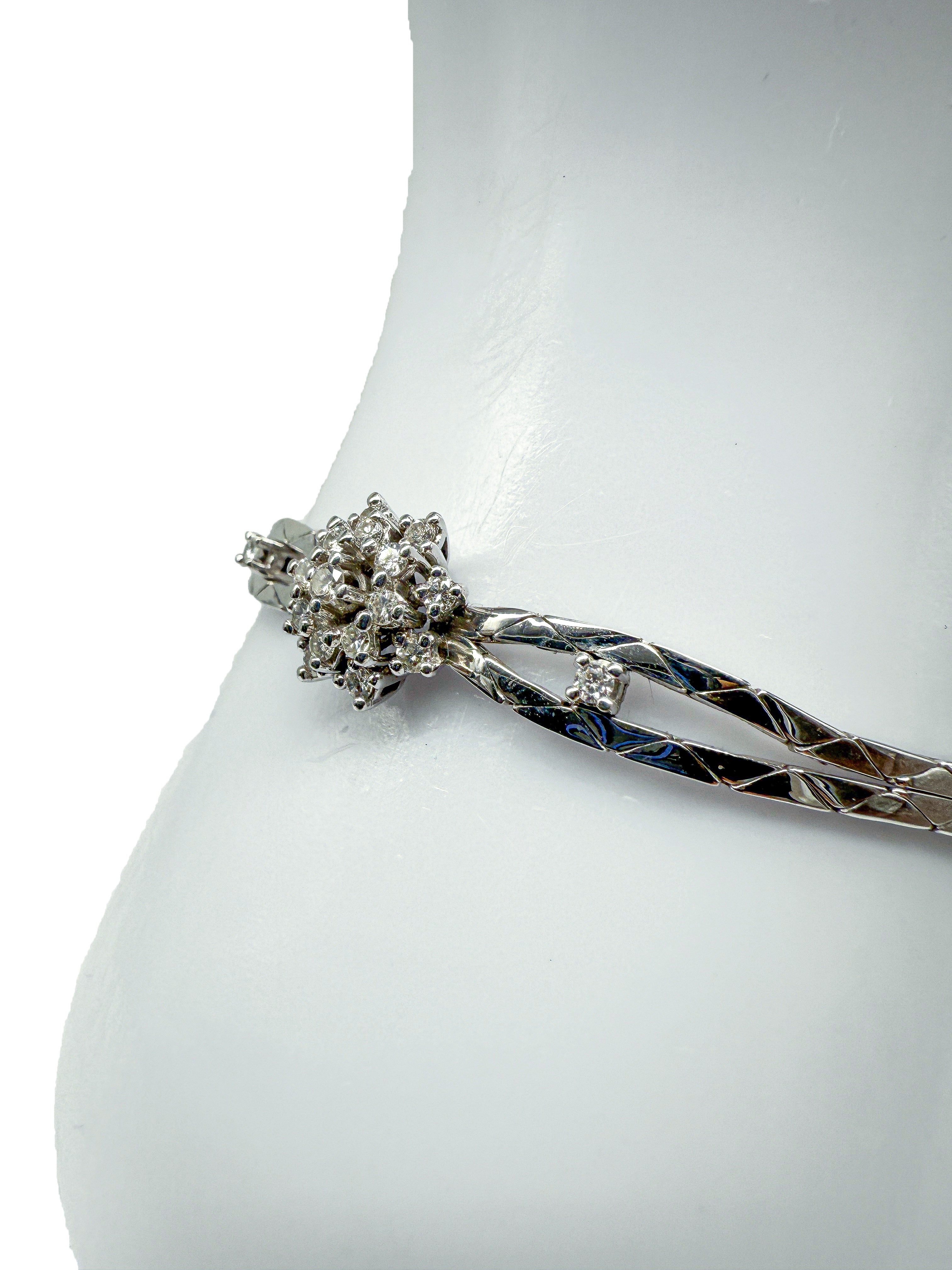 585er Weißgold; Armband mit Diamanten