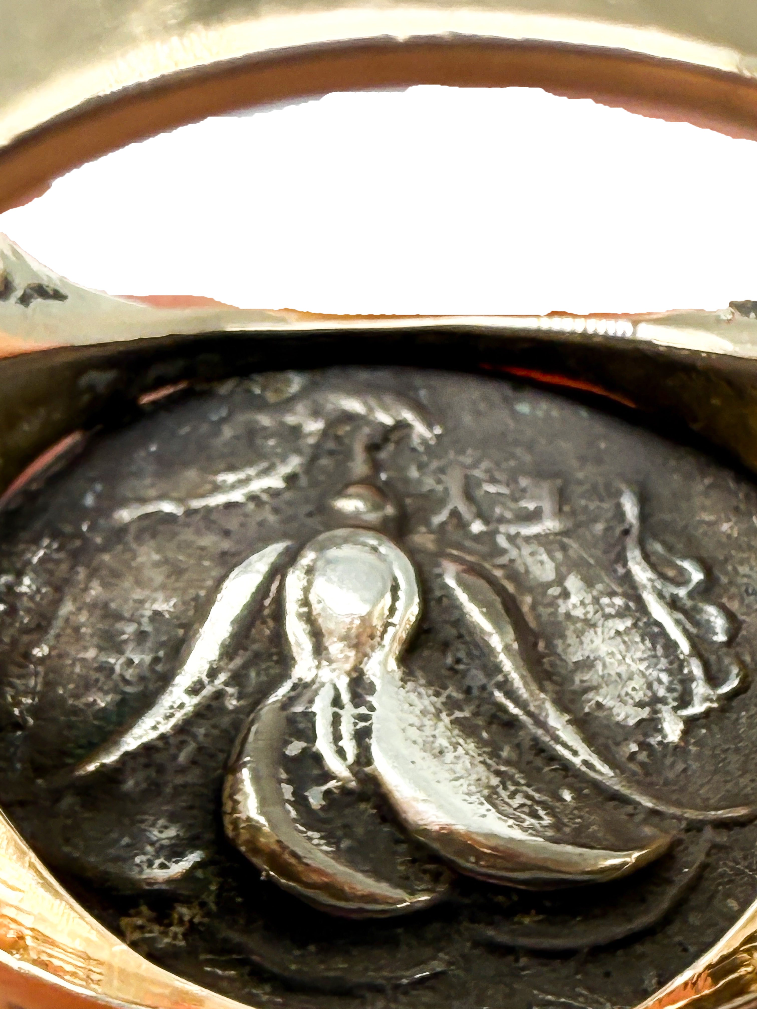 585er Gelbgold Ring mit antiker griechischer Münze