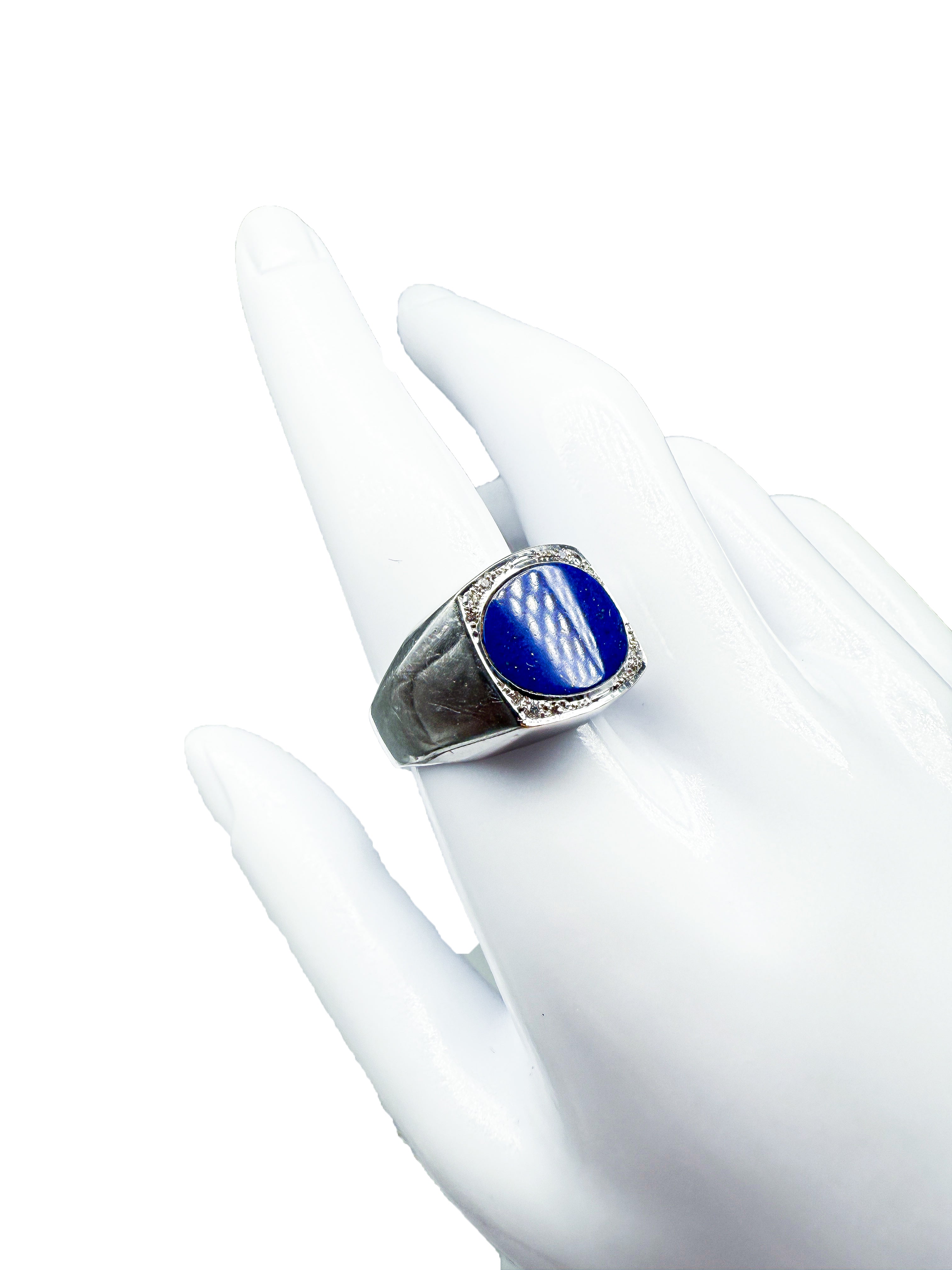585er Weißgold Ring mit einem Lapis Lazuli