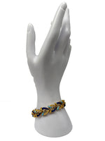 Laden Sie das Bild in den Galerie-Viewer, 750er Gelbgold; Armband mit Saphiren, emailliert
