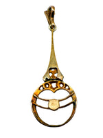 Laden Sie das Bild in den Galerie-Viewer, Jugendstil Anhänger aus Gelbgold mit Perle und Diamanten 14k; Zertifikat vorhand
