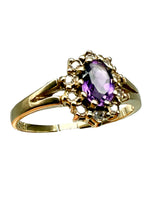 Laden Sie das Bild in den Galerie-Viewer, 750er Gelbgold Ring mit Amethyst und Diamanten
